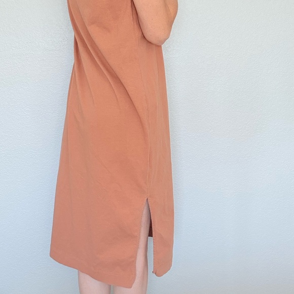Organic Cotton Crewneck Tank Midi Dress Tan Sz Small - Picture 6 of 6